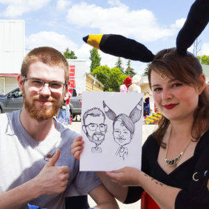 Cosplay caricature art with couple