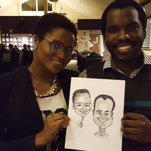 Saskatchewan couple with caricature