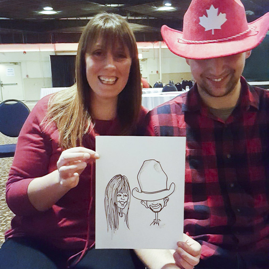 Couple with ten gallon hat caricature