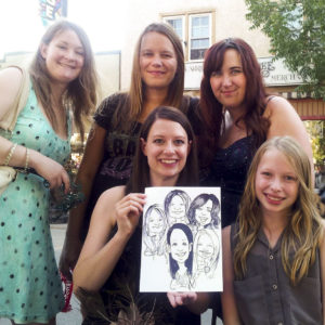 five friends with a custom caricature saskatoon