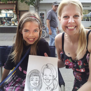 mother and daughter caricature at fringe festival saskatoon saskatchewan