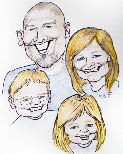 colour-caricature-family-of-four