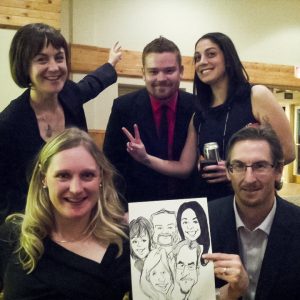 Saskatoon Corporate Event entertainment, five co-workers in a caricature