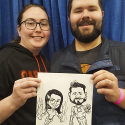 Couple drawn as superheroes