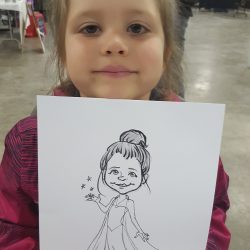 Young girl drawn as Elsa from the movie Frozen
